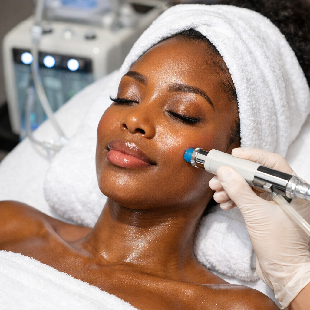 Hydro dermabrasion facial treatment in progress Nairobi